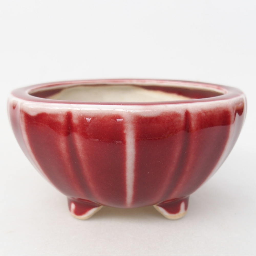 Bonsaischale aus Keramik 11 x 11 x 5,5 cm, Farbe rot