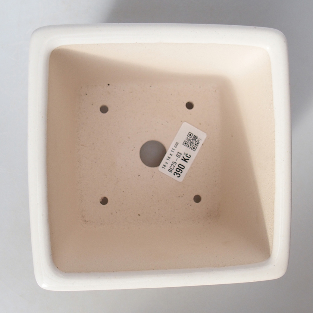 Bonsaischale aus Keramik 14 x 14 x 11 cm, Farbe weiß