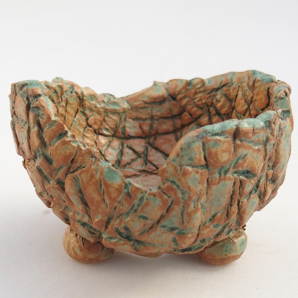 Keramikschale 10 x 9,5 x 6,5 cm , Farbe braun-grün