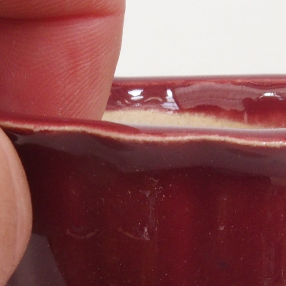 Mini-Bonsaischale 6,5 x 6,5 x 3,5 cm, bordeauxrot