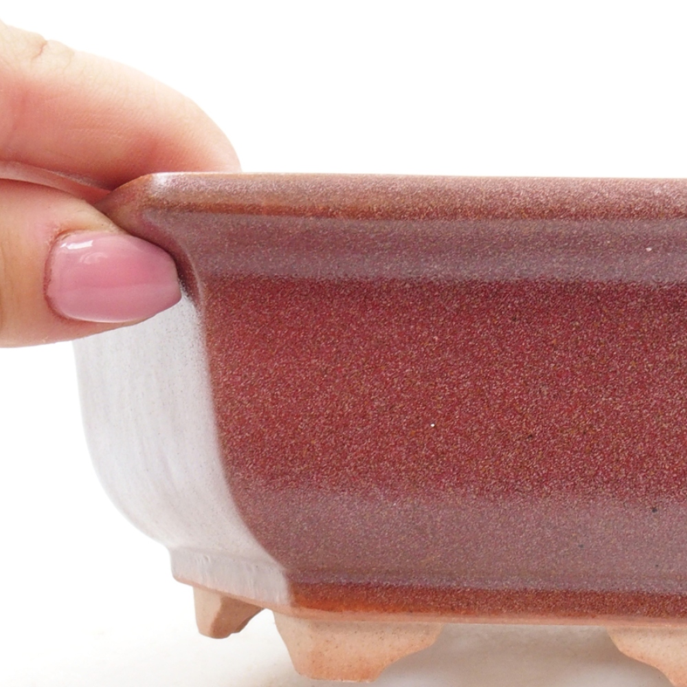 Bonsaischale aus Keramik 14 x 11 x 4 cm, bordeauxrot