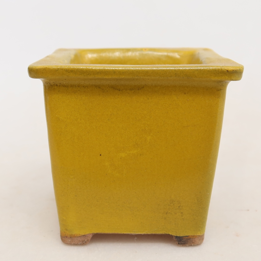 Keramik-Bonsai-Schale, 6 x 6 x 5,5 cm, Farbe: Gelb