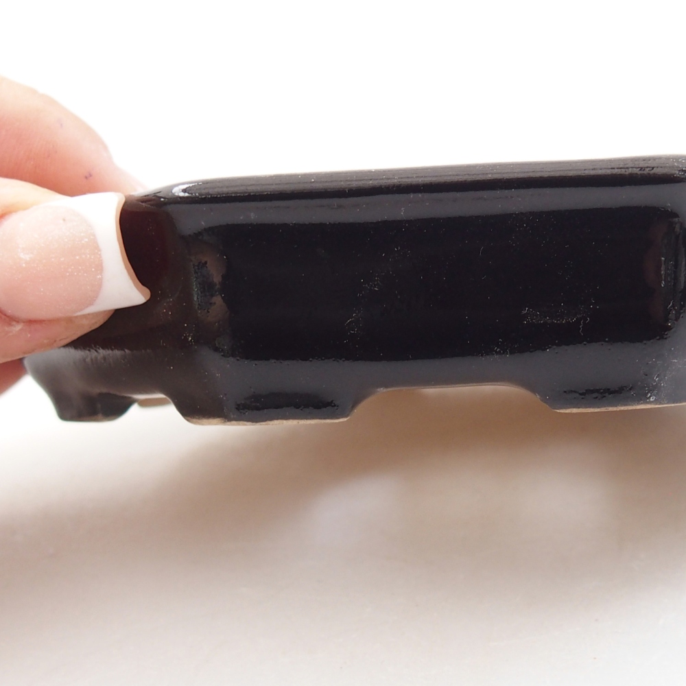 Bonsaischale aus Keramik 11,5 x 11,5 x 2 cm, Farbe schwarz