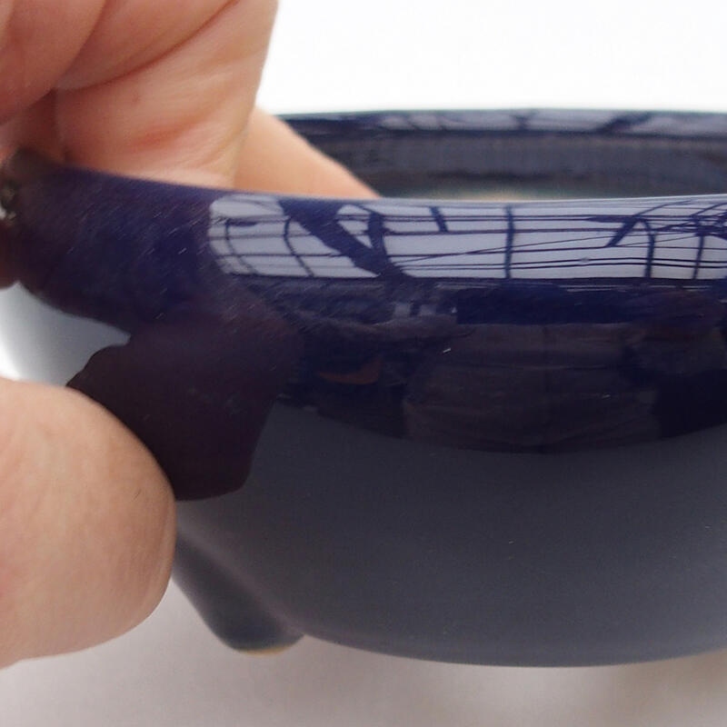 Bonsaischale aus Keramik 10,5 x 10,5 x 4,5 cm, Farbe blau