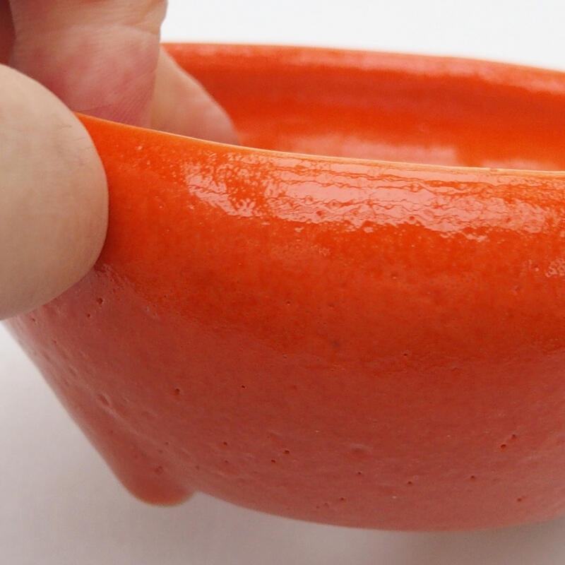 Bonsaischale aus Keramik 10,5 x 10,5 x 4,5 cm, orange