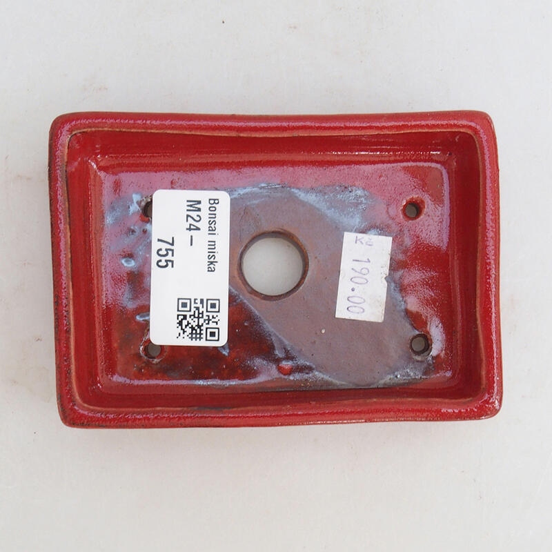 Bonsaischale aus Keramik 10,5 x 7,5 x 2 cm, Farbe rot