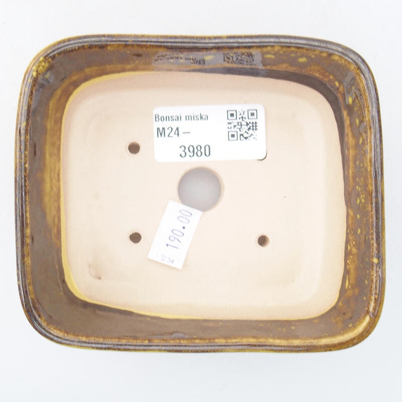 Bonsaischale aus Keramik 10,5 x 9,5 x 4 cm, gelb