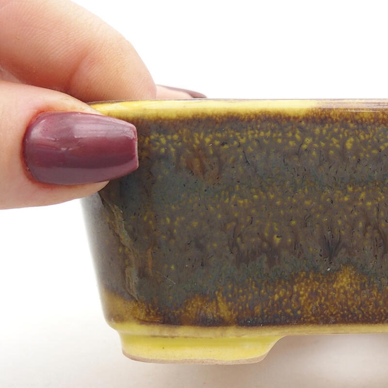 Bonsaischale aus Keramik 10,5 x 9,5 x 4 cm, gelb
