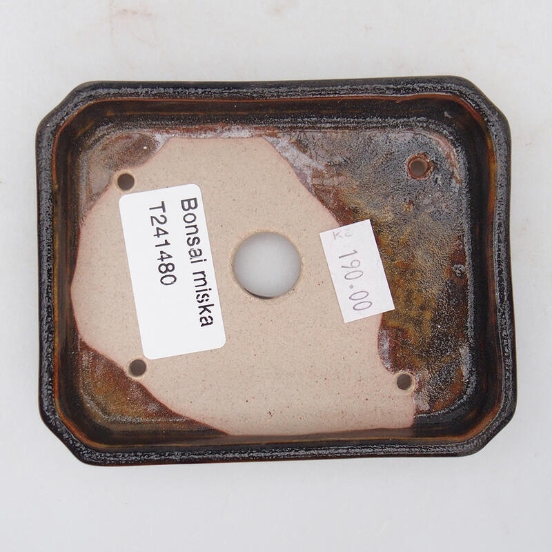 Bonsaischale aus Keramik 10 x 8 x 2 cm, schwarz-braun