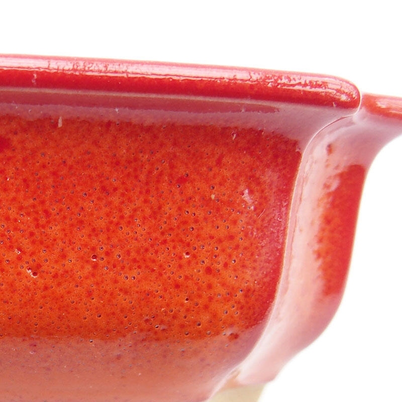 Bonsaischale aus Keramik 11,5 x 8,5 x 4 cm, Farbe rot-orange