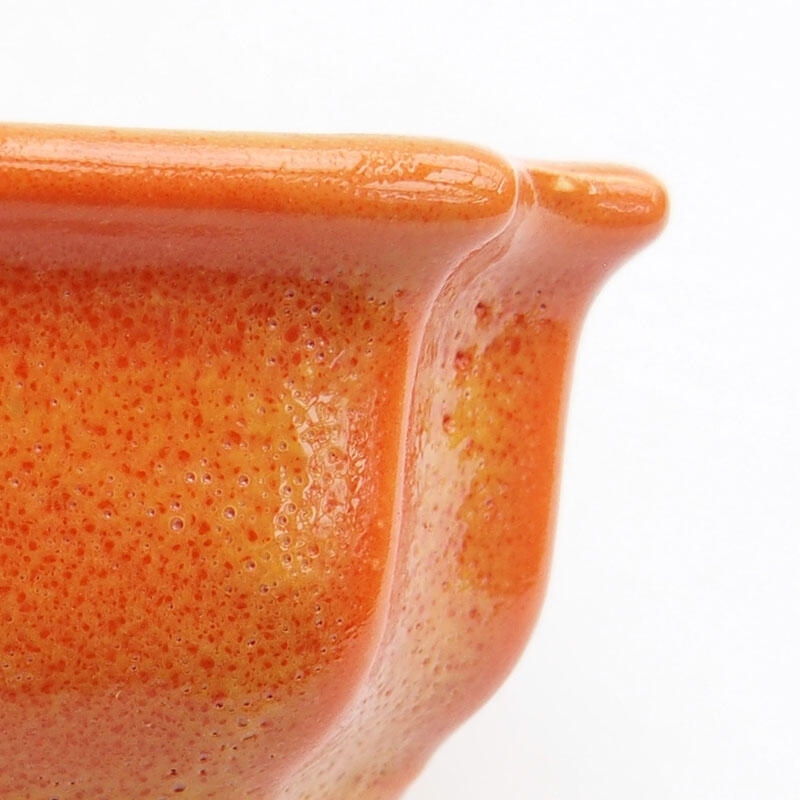 Bonsaischale aus Keramik 11,5 x 8,5 x 4 cm, gelb-orange