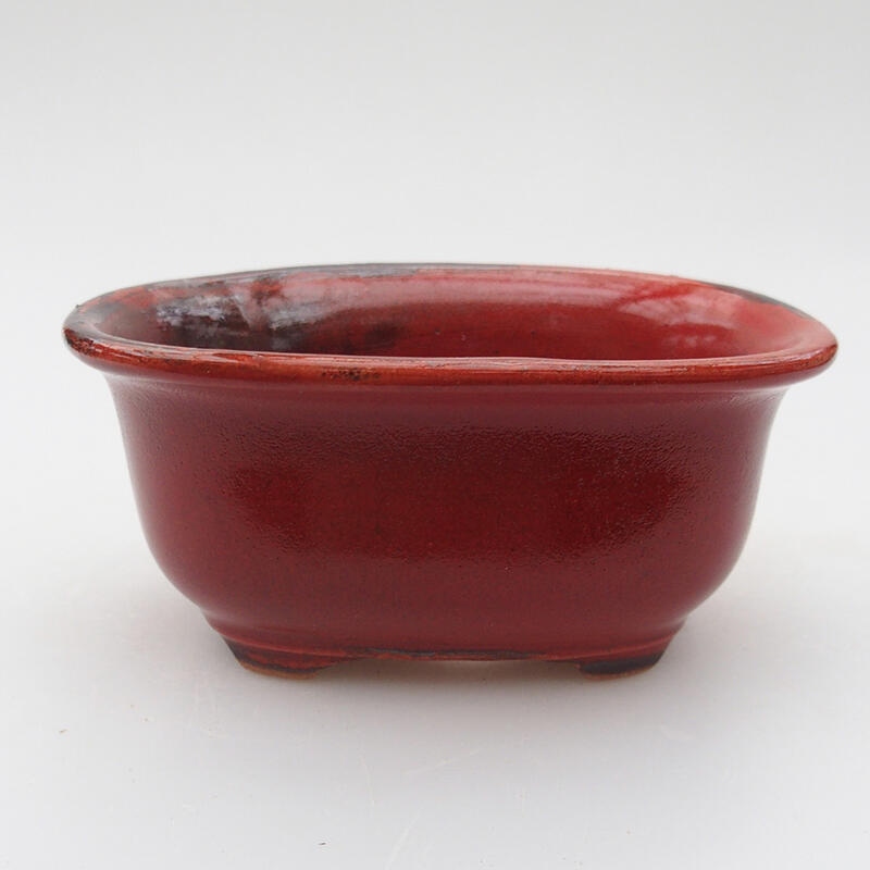 Bonsaischale aus Keramik 11,5 x 8 x 5 cm, Farbe rot