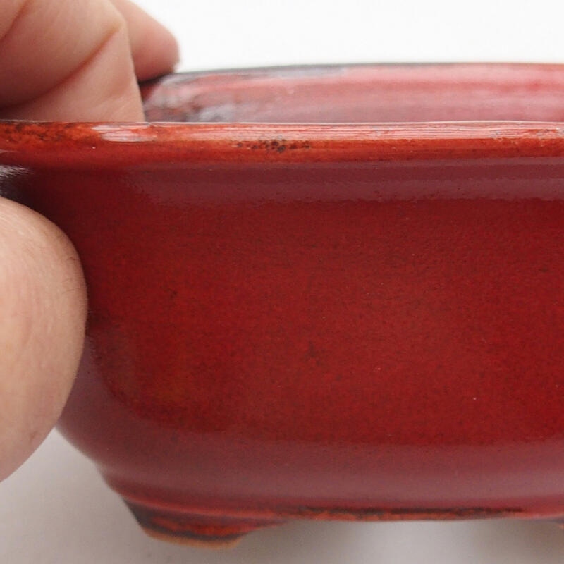 Bonsaischale aus Keramik 11,5 x 8 x 5 cm, Farbe rot