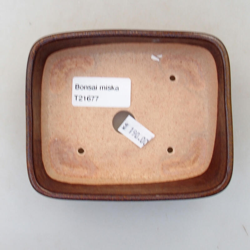 Bonsaischale aus Keramik 11,5 x 9,5 x 3,5 cm, braun