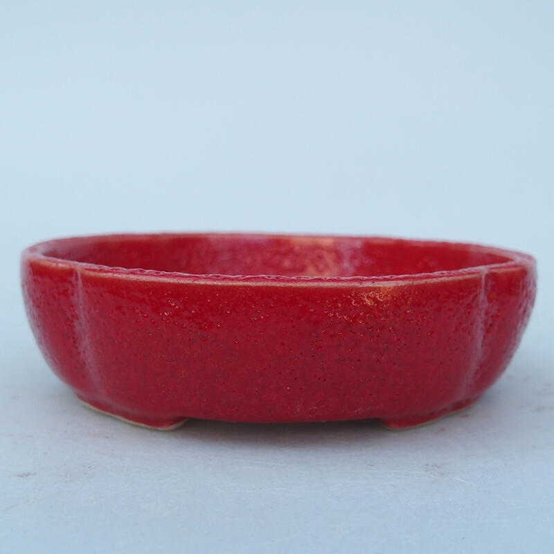 Bonsaischale aus Keramik 11 x 11 x 2,5 cm, Farbe rot
