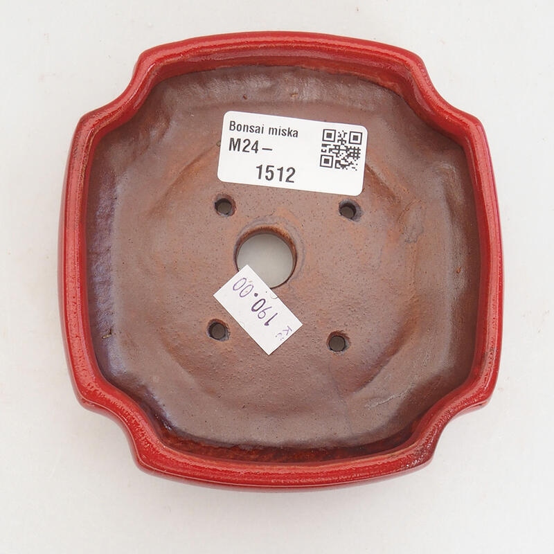 Bonsaischale aus Keramik 11 x 11 x 4 cm, Farbe rot