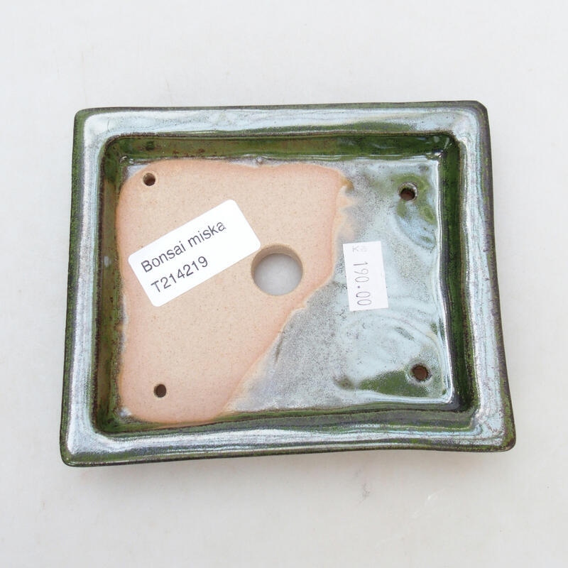 Bonsaischale aus Keramik 12,5 x 10,5 x 2,5 cm, grün