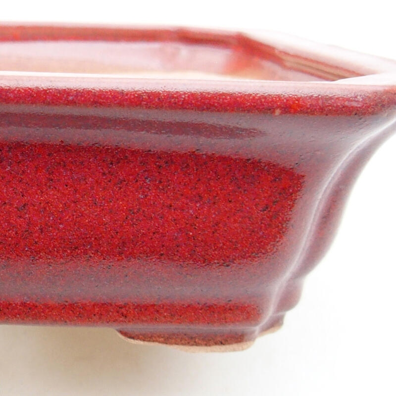 Bonsaischale aus Keramik 12,5 x 10 x 4 cm, Farbe burgunderrot