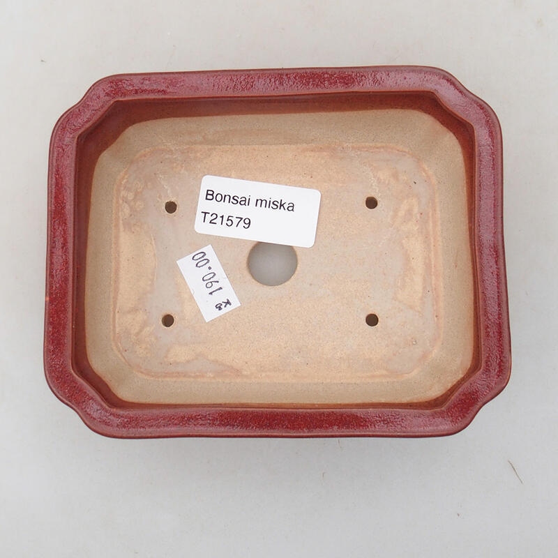 Bonsaischale aus Keramik 12,5 x 10 x 4 cm, Farbe burgunderrot
