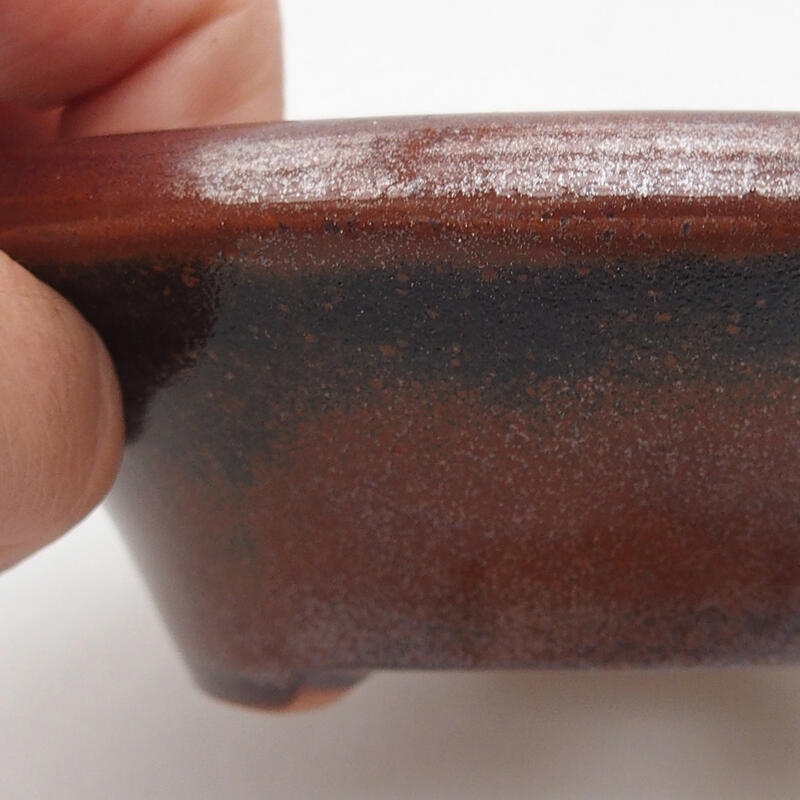 Bonsaischale aus Keramik 12,5 x 12,5 x 3,5 cm, Farbe braun-schwarz
