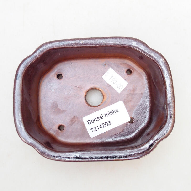 Bonsaischale aus Keramik 12,5 x 9,5 x 4,5 cm, Farbe braun-schwarz