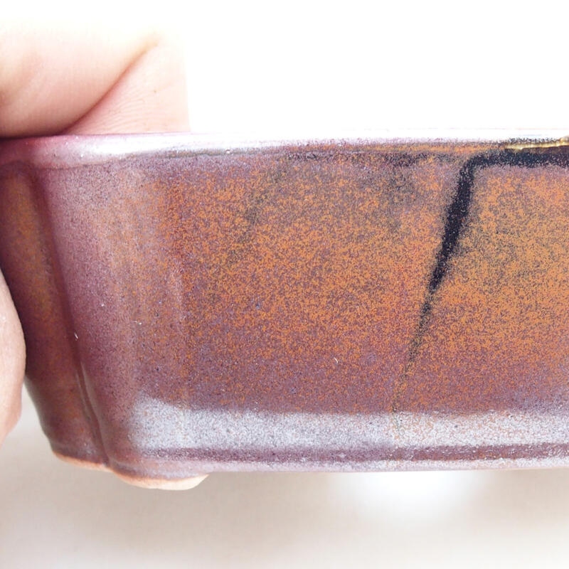 Bonsaischale aus Keramik 12,5 x 9,5 x 4,5 cm, Farbe braun-schwarz