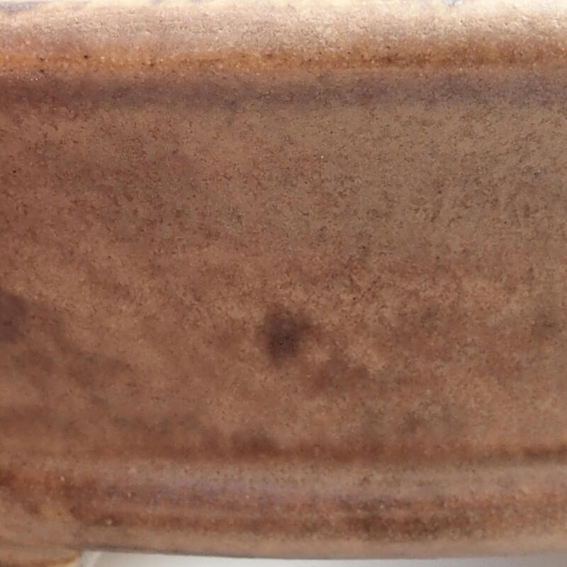 Bonsaischale aus Keramik 12 x 10,5 x 3,5 cm, braun-rosa