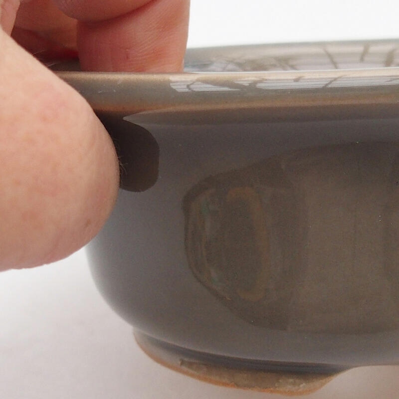 Bonsaischale aus Keramik 12 x 12 x 5 cm, grau