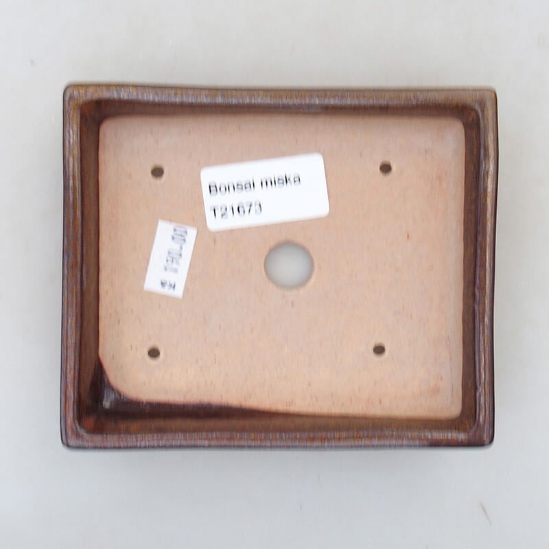 Bonsaischale aus Keramik 12 x 9,5 x 2,5 cm, braun