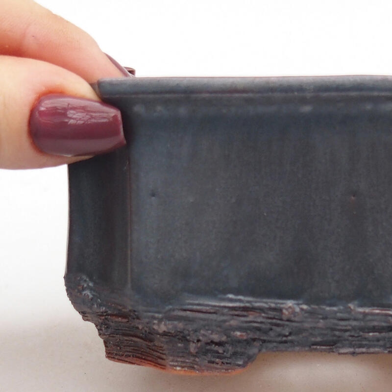 Bonsaischale aus Keramik 12 x 9 x 5,5 cm, metallfarben