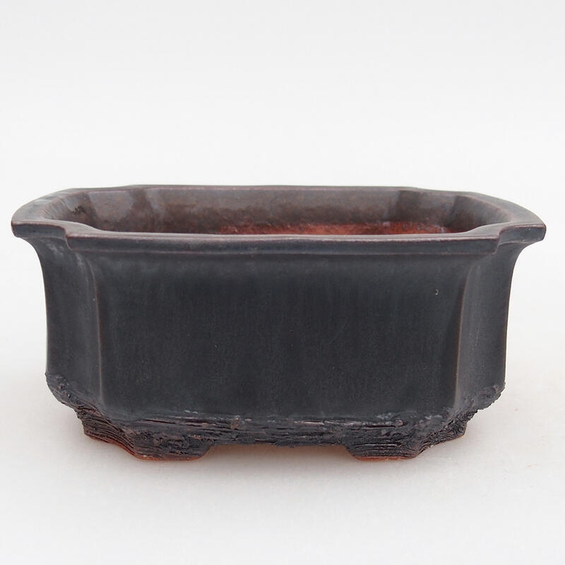 Bonsaischale aus Keramik 12 x 9 x 5,5 cm, metallfarben