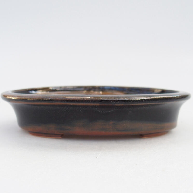Bonsaischale aus Keramik 13,5 x 10,5 x 3 cm, schwarz-braun
