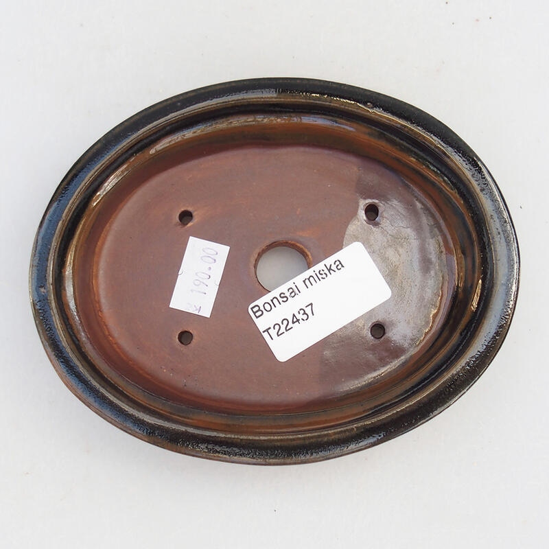 Bonsaischale aus Keramik 13,5 x 10,5 x 3 cm, schwarz-braun