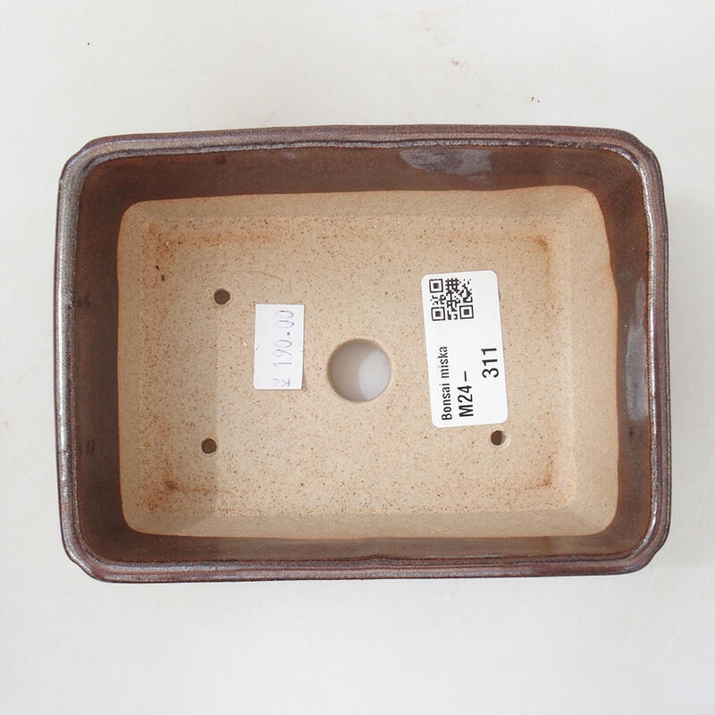 Bonsaischale aus Keramik 13,5 x 10,5 x 5 cm, braun