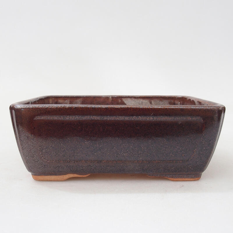 Bonsaischale aus Keramik 13,5 x 10,5 x 5 cm, braun