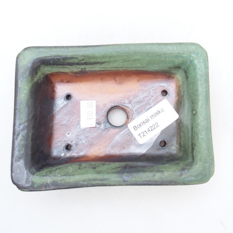Bonsaischale aus Keramik 13,5 x 10 x 4 cm, grau-grün