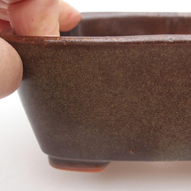 Bonsaischale aus Keramik 13 x 10 x 5,5 cm, braun