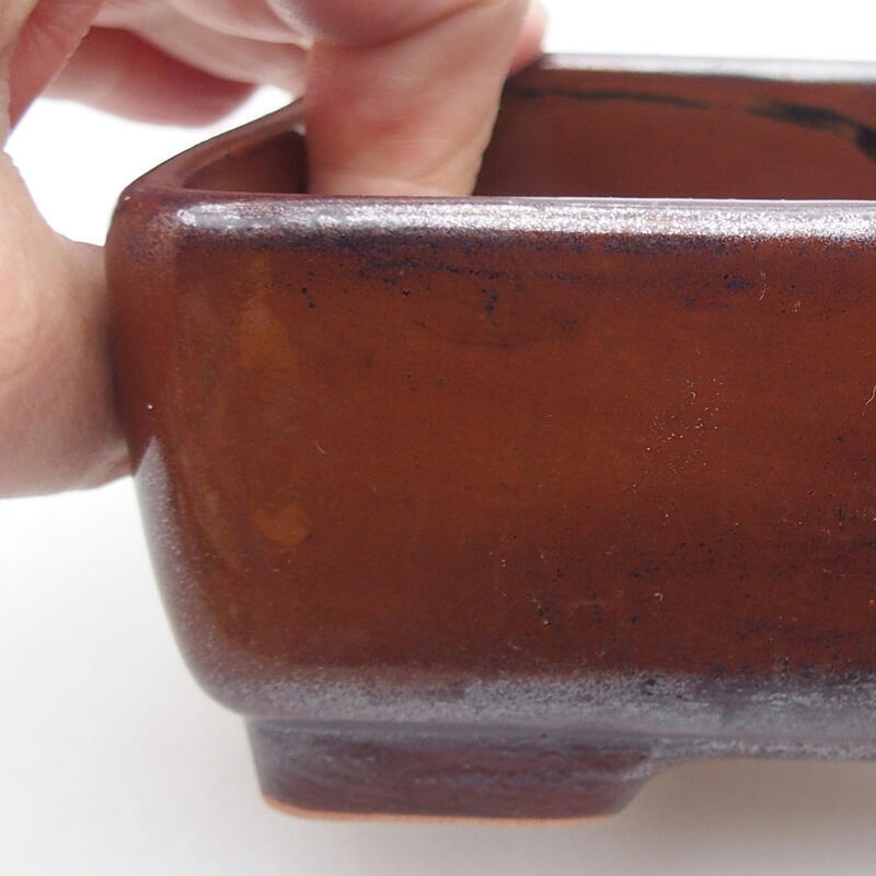 Bonsaischale aus Keramik 14,5 x 11 x 5 cm, Farbe braun