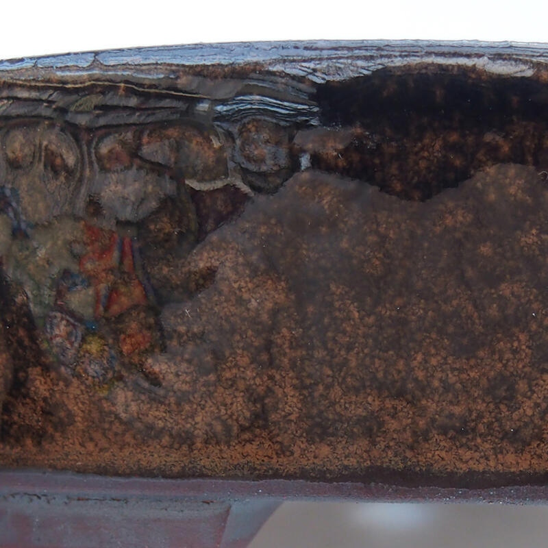 Bonsaischale aus Keramik 14,5 x 13,5 x 4 cm, schwarz-braun