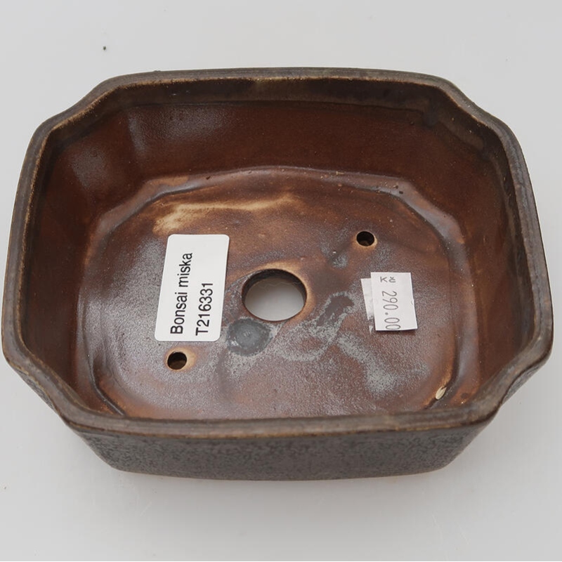 Bonsaischale aus Keramik 14 x 11,5 x 4,5 cm, braun