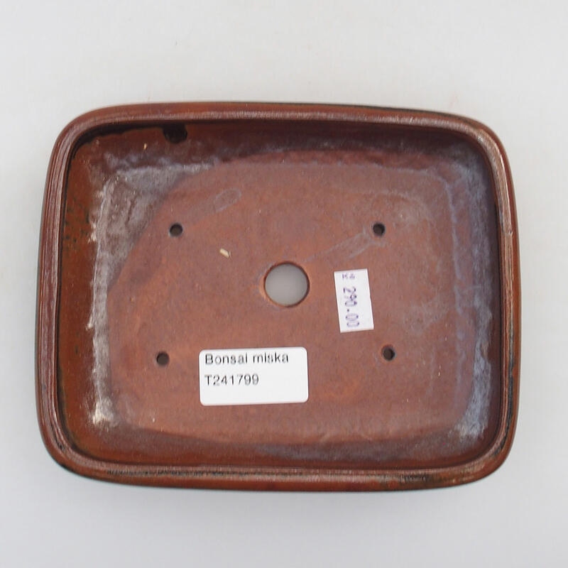 Bonsaischale aus Keramik 15,5 x 12,5 x 3 cm, Farbe braun-schwarz