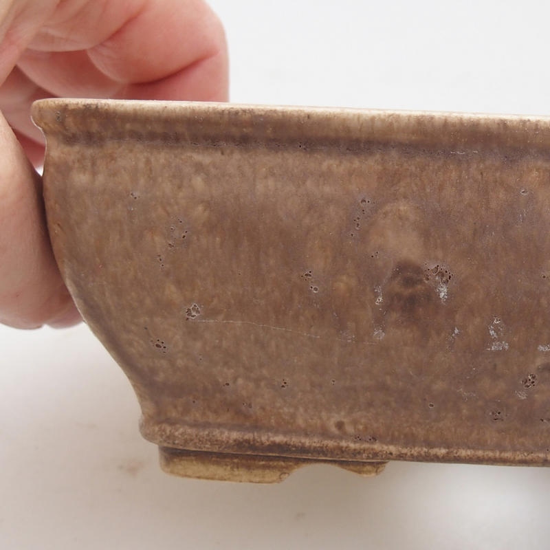 Bonsaischale aus Keramik 15 x 12 x 5 cm, beige-braun