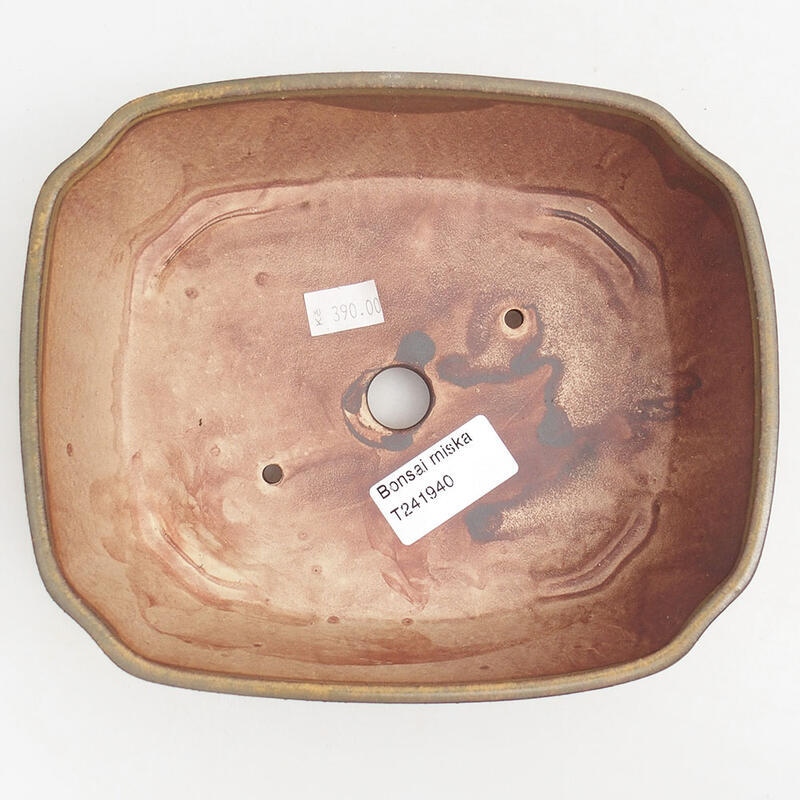Bonsaischale aus Keramik 17,5 x 14,5 x 5,5 cm, braun