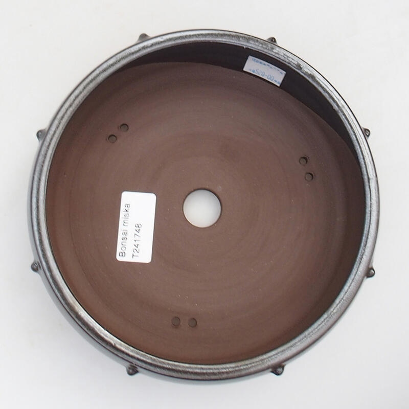Bonsaischale aus Keramik 17,5 x 17,5 x 6 cm, metallfarben
