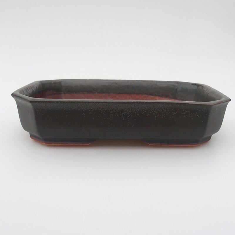 Bonsaischale aus Keramik 18 x 13,5 x 4 cm, grau