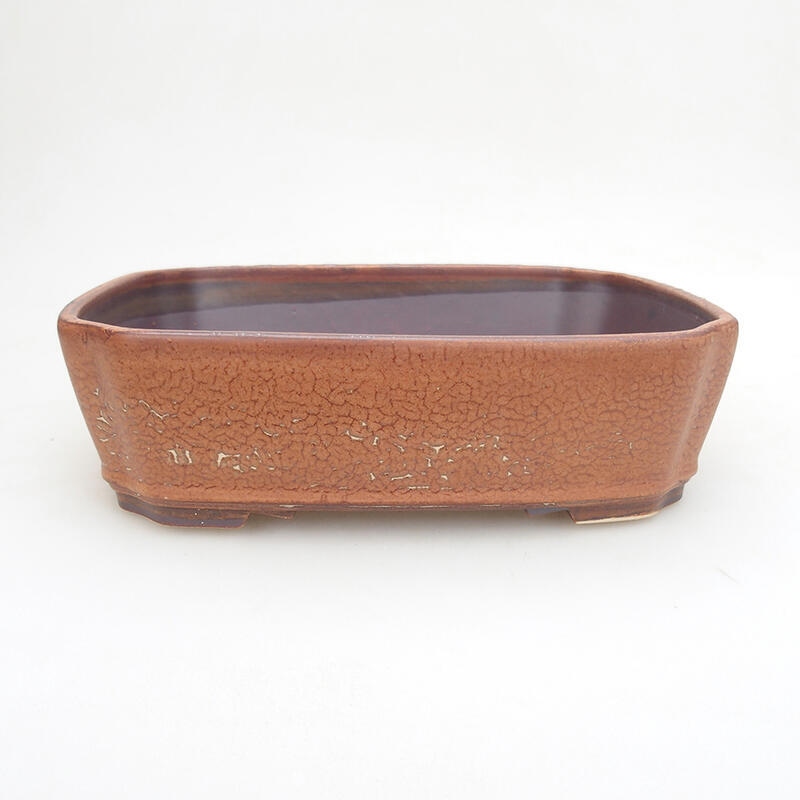 Bonsaischale aus Keramik 20,5 x 17,5 x 6 cm, braun