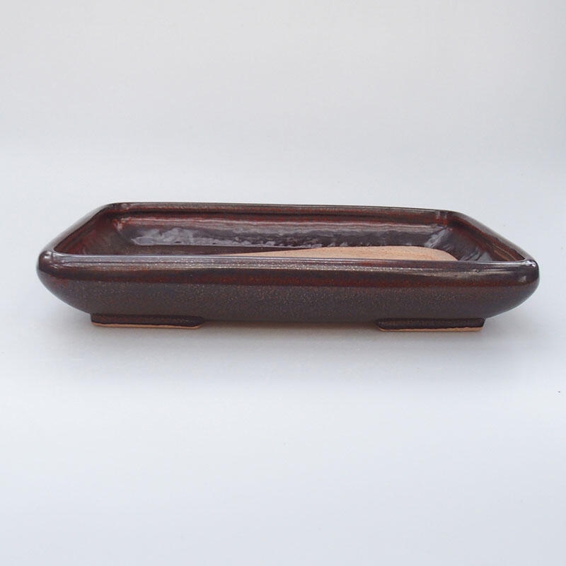 Bonsaischale aus Keramik 23,5 x 17 x 4 cm, braun