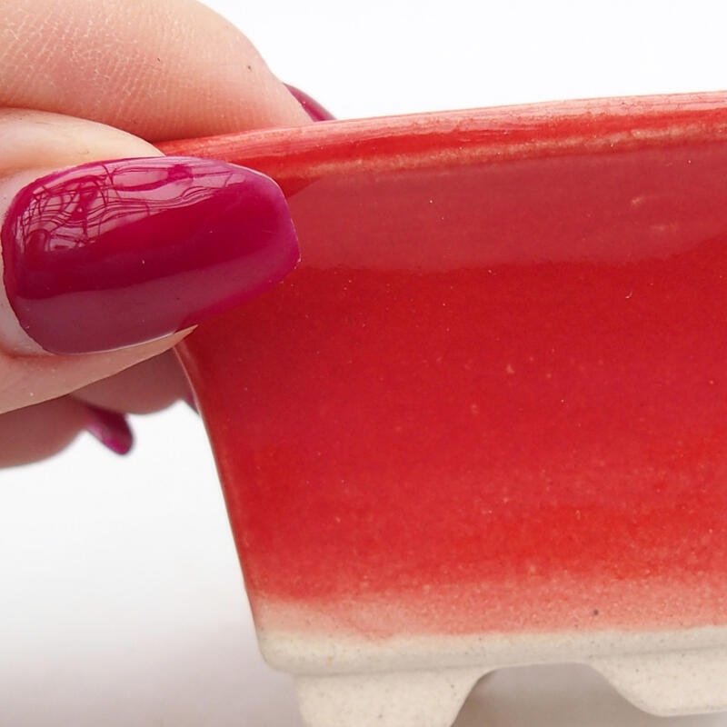 Bonsaischale aus Keramik 5,5 x 5,5 x 3,5 cm, Farbe rot