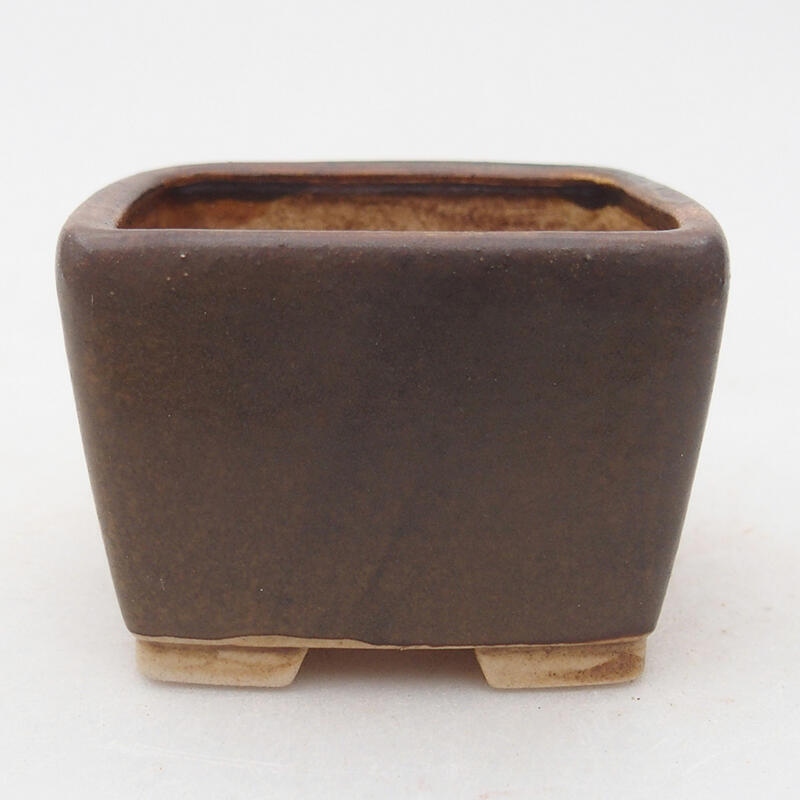 Bonsaischale aus Keramik 6,5 x 6,5 x 4,5 cm, braun