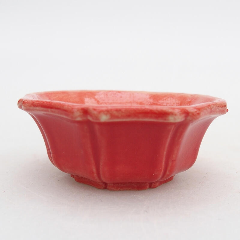 Bonsaischale aus Keramik 6 x 6 x 2,5 cm, Farbe rot